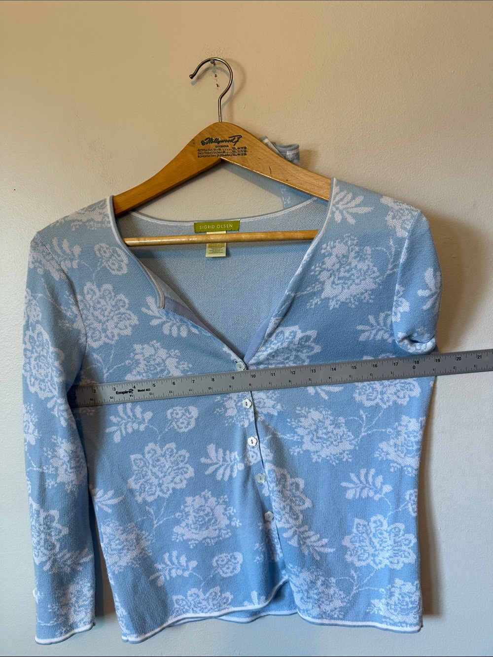 Sigrid Olsen Boden Light Blue Floral V-Neck Button Cardigan Sweater Women's M - Picture 10 of 12